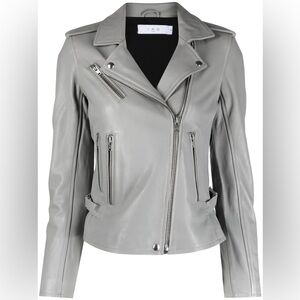 Stunning Rare IRO Smoke Gray Moto Leather Newhan Jacket NWT